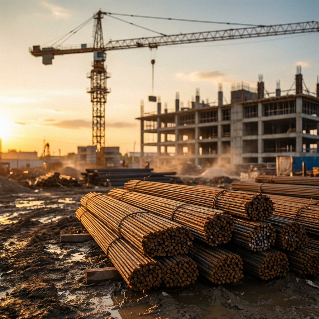 Construction Site with TMT Bars
